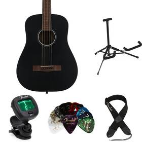 Fa1534bkesbn Fender Fa-15 3/4 Scale Steel Acoustic Guitar Essentials Bundle - Black