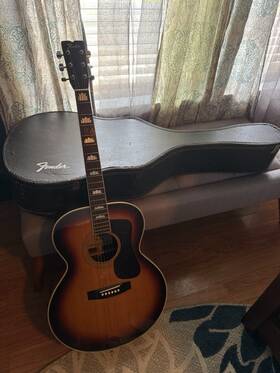 Fj-70 Fender Mij Acoustic Guitar Sunburst Case Plays Great Vintage