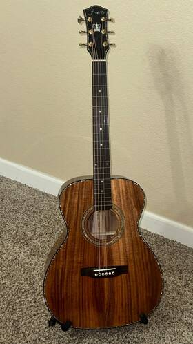 Jm41-s Firefly Solid Koa Acoustic Guitar. New With Custom Logo Gig Bag
