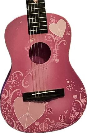 Fg3095 First Act 31 Inch Pink Acoustic Guitar With White Roses Design 6 Strings Euc