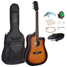 Y01-2493-g2 Full Size Beginner Acoustic Cutaway Guitar Set With Case Strap Capo Strings 41in