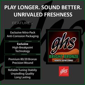 Ghs Strings 737681005511 - Bright Bronze Acoustic Guitar Ultra Light Gauge 10