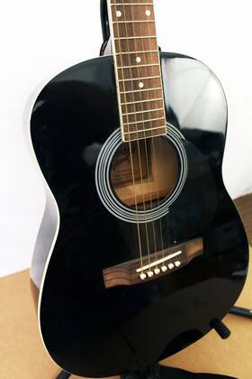 Ma38bch1 Gibson Maestro Black Parlor Acoustic Guitar With Strap