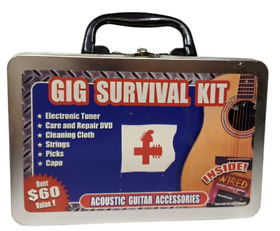 Gig Survival Kit Acoustic Guitar Accessories Picks Capo Tuner Strings Cloth Dvd