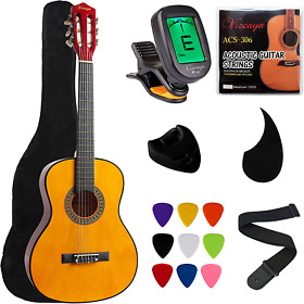Guitar Acoustic Music Instrument For Kids Beginner Classic 1/4 Size Strings 30inch