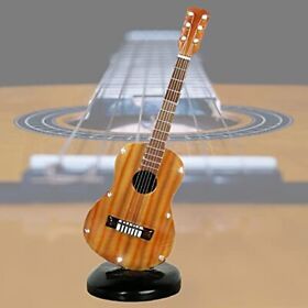 Guitar Musical Figurine 7 1/2inch H Natural Finish With Shiny Crystals A