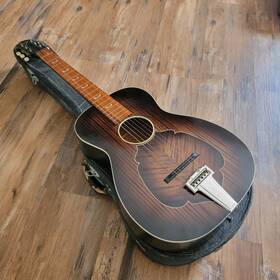 H900 Harmony Acoustic Parlor Guitar 1939 Rare Leaf Graphic Nice Shape With Case