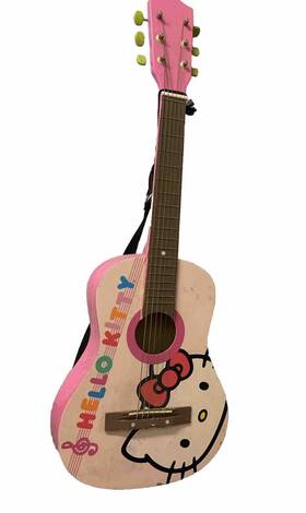 1051010 Hello Kitty Six String Acoustic 30 Inch Guitar Pink Rare Design Kids Practice