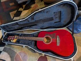 Hw300g-tw Hohner Dreadnought 6-string Red Acoustic Guitar With Gator Case