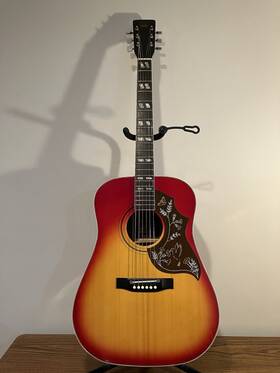 H180a Hondo Acoustic Red Burst Vintage Guitar With Case Model