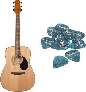 Jasmine 726084157316 S35 Acoustic Guitar Natural And Fender Premium Celluloid Picks 35