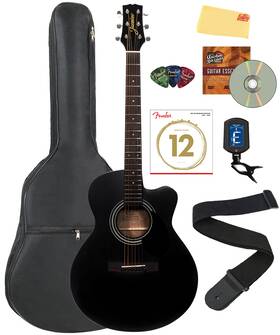 S34c Jasmine 840262249645 Orchestra Acoustic Guitar - Black With Gig Bag
