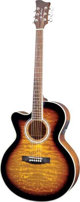 Jta-424qcet-lh-tsb Jay Turser Jta Series Lefty Acoustic Electric Guitar. Tobacco