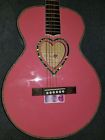 Jj Heart Womens Pink Acoustic Guitar With Purple Case As