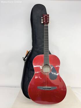 Jg-100-srd Johnson Student Acoustic Guitar Metallic Sparkle Red With Soft Case