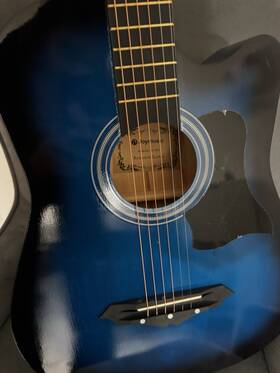 Q-38c Joymusic No. 6-string Blue Dreadnought Acoustic Guitar Right-handed