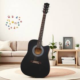 Jt-80481034 Juhomiee Solid Spruce Top 41-inch Acoustic Beginner Guitar Set - Cutaway Matte Black
