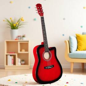 Jt-12071877 Jutoop 41 Inch Beginner Acoustic Guitar Set - Dreadnought Cutaway Full Size Tuner Red Burst