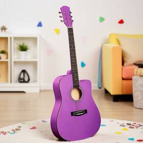Jt-12271601 Jutoop 41 Inch Beginner Acoustic Guitar Set - Dreadnought Cutaway Full Size Tuner Purple