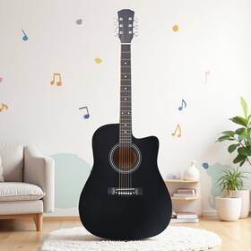 Jt-20075564 Jutoop 41-inch Acoustic Guitar Set For Beginners - Dreadnought Cutaway And Matte Black