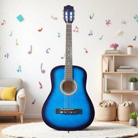 Jt-42878351 Jutoop 38-inch Acoustic Guitar Set For Beginners - Basswood Body Round And Blue