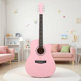 Jt-46406450 Jutoop 41-inch Acoustic Guitar Set For Beginners - Dreadnought Cutaway And Pink