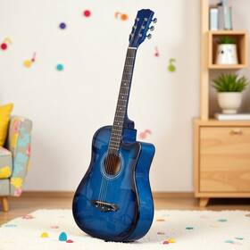 Jt-05033939 Jutrend 38 Inch Beginner Acoustic Guitar Set - Steel String Cutaway Tuner Capo Blue Burst