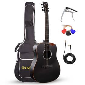 Kadence Kad-sh-04-c Slowhand Jumbo Semi Acoustic Guitar Sh04 Premium Black Spruce Wood With He