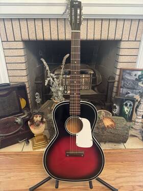 K1110 Kay Vtg 1960s Red Sunburst Acoustic Parlor Guitar Beautiful Ready To Play