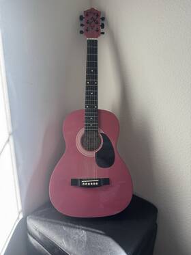 K137p Kay Beginners Guitar Acoustic Withbag - Pink