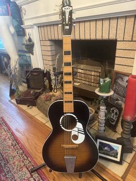 L1096 Kay 1960s N-4 Music Note Parlor Acoustic Guitar Great Condition Player