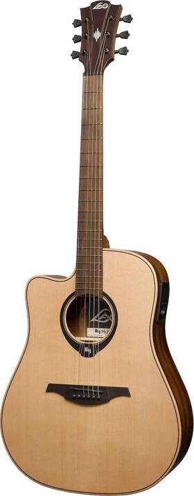 Hv10-l-dce Lag Guitars Hyvibe 10 Left-handed Dreadnought Cutaway Satin