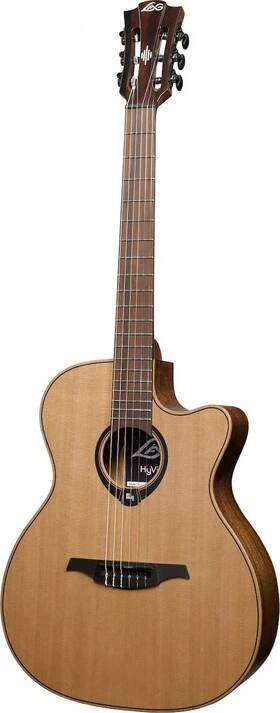 Hv10-n-ace Lag Guitars Hyvibe 10 Nylon Auditorium Cutaway Satin