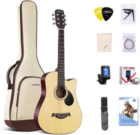 Lankro 313111758730 38 In Guitar Acoustic Beginner Kit Adult Cutaway Guitarra