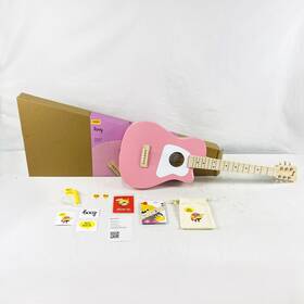 Loog 850062323452 Pro 6 Childerns Beginner Basswood Acoustic Guitar With Flashcards In Pink