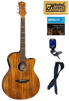 Luna 683609910071 Guitars Ht Koa Gce High Tide Grand Concert Cutaway A/e Bundle