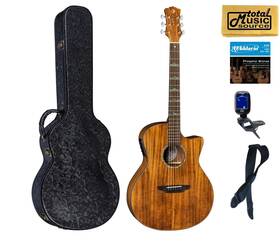 Luna 683609910118 Guitars Ht Koa Gce High Tide Grand Concert A/e Hard Case Bundle
