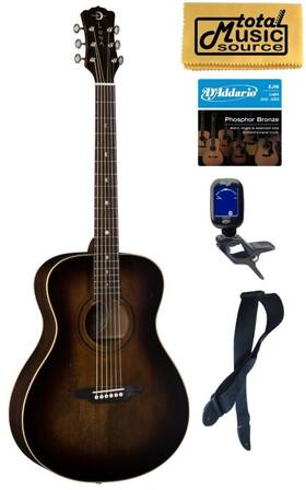 Luna 683609911443 Art V Folk Vintage Solid Top Distressed Acoustic Guitar Bundle