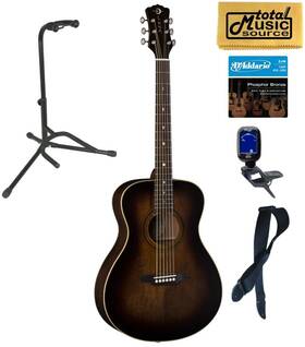 Luna 683609911450 Art V Folk Vintage Solid Top Distressed Acoustic Guitar Stand Bun