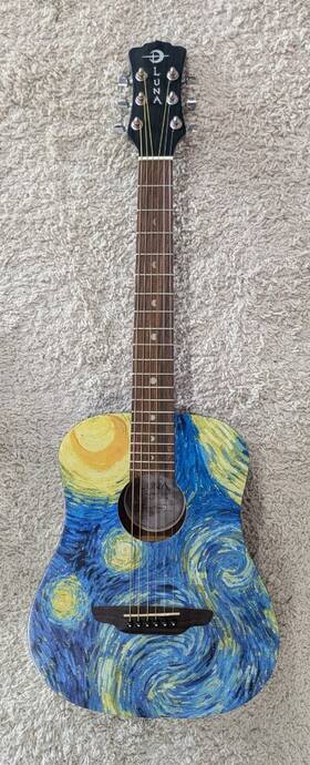Luna 823951066044 Safari Starry Night 3/4 Size Satin Finish Travel Acoustic Guitar With Bag