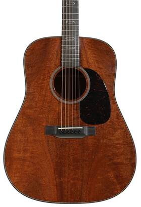 10cmdfglc25-012622 Martin Custom Shop D-18 Flame Mahogany Acoustic Guitar - Natural