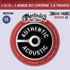 Martin Authetic Acoustic Lifespan 2.0 Guitar String Mediums Value Pack