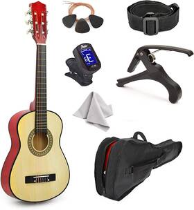 Master Play 705353714092 30 Inch Wood Guitar With Case And Accessories For Kids/girls/boys/beginners Natural