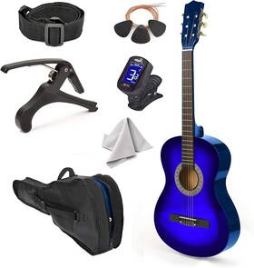 Master Play 731199523420 30 Left Handed Wood Guitar With Case And Accessories For Kids/girls/boys/t