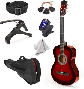 Master Play 731199523444 30 Inch Left Handed Wood Guitar With Case And Accessories For Kids/girls/boys/tee