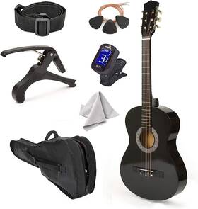 Master Play 744110151374 30 Inch Left Handed Wood Guitar With Case And Accessories For Kids/girls/boys/teens/