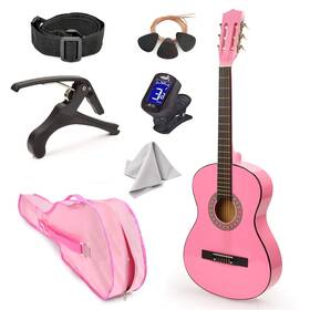 8415406898 Master Play New 30 Inch Left Handed Pink Wood Guitar With Case And Accessories For Kids/girl