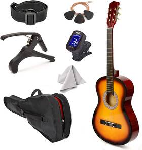 Lf30-suna Master Play 30 Inch Left Handed Wood Guitar With Case And Accessories For Kids/girls/boys/teens/