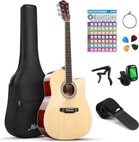 Moukey 262415448976 41 Inch Acoustic Guitar For Beginners Adults 4/4 Guitarra Acustica With Chord Pos