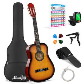 Mk3007 Moukey 38 Inch Acoustic Guitar Basswood With Bag Tuner Strap Pick Capo Sunburst